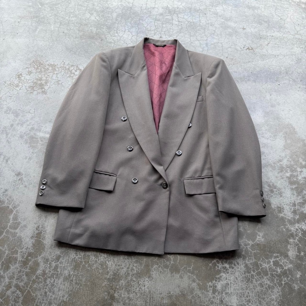 Vintage 80's Azia Collection green Wool double breasted USA blazer suit jacket